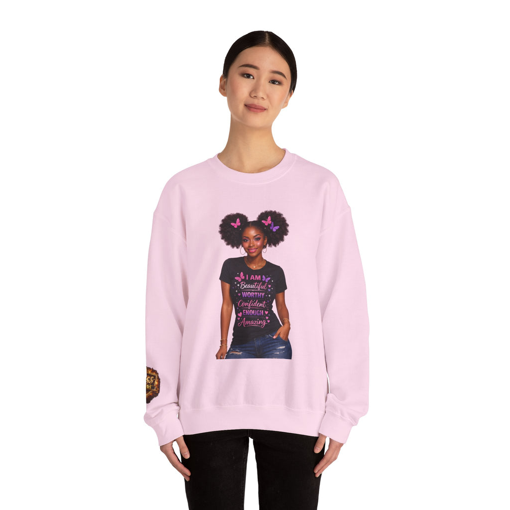 Affirmation Girl Graphic Crewneck Sweatshirt | Natural Hair, Positive Message