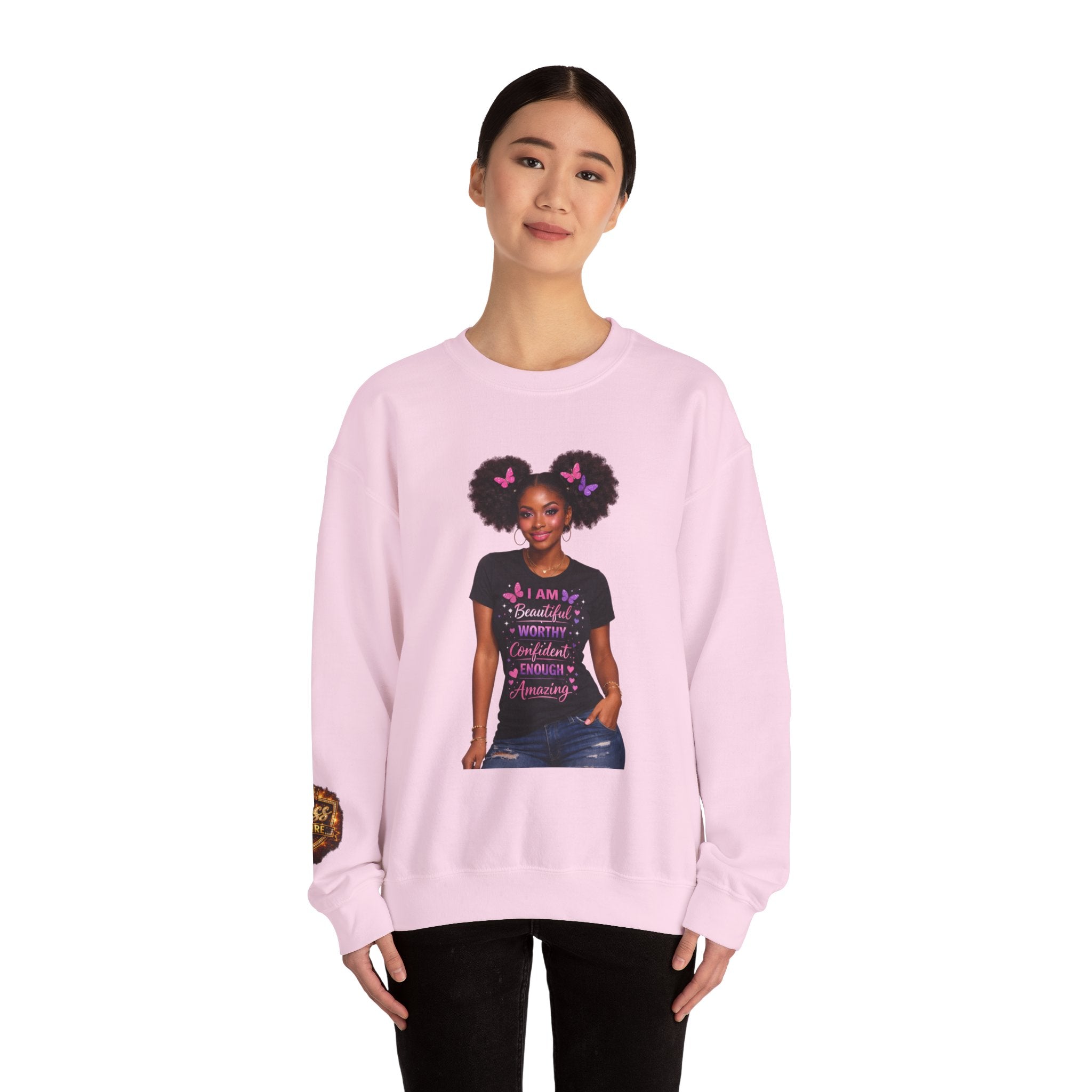 Affirmation Girl Graphic Crewneck Sweatshirt | Natural Hair, Positive Message