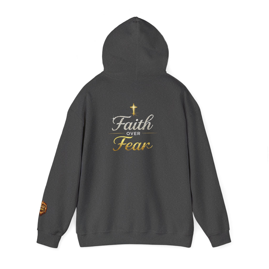 Faith Over Fear Hoodie | Christian Cross Script Religious Sweatshirt