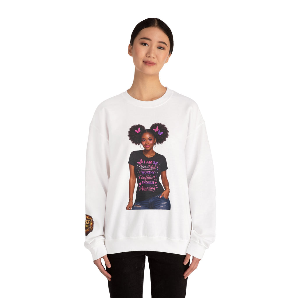 Affirmation Girl Graphic Crewneck Sweatshirt | Natural Hair, Positive Message