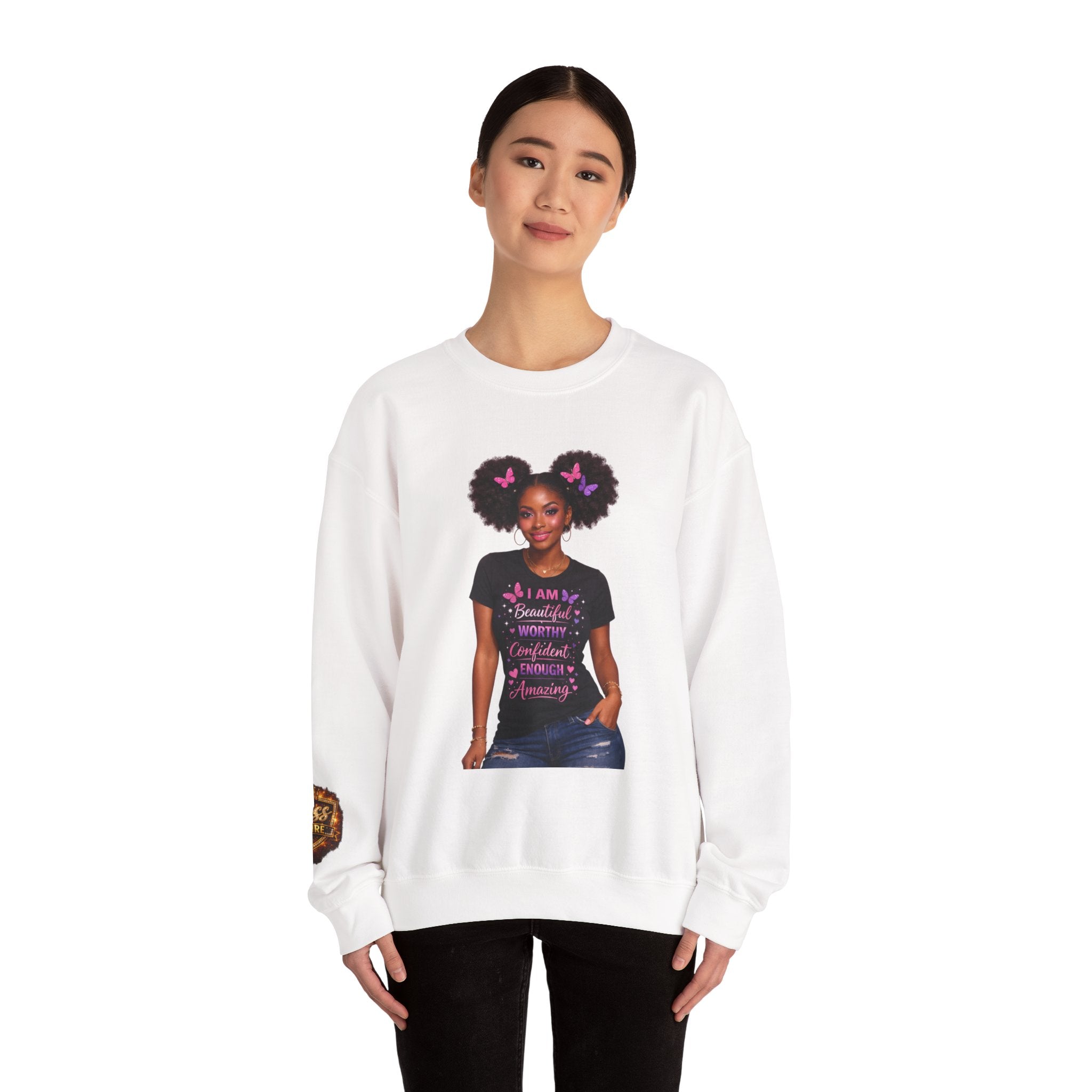 Affirmation Girl Graphic Crewneck Sweatshirt | Natural Hair, Positive Message