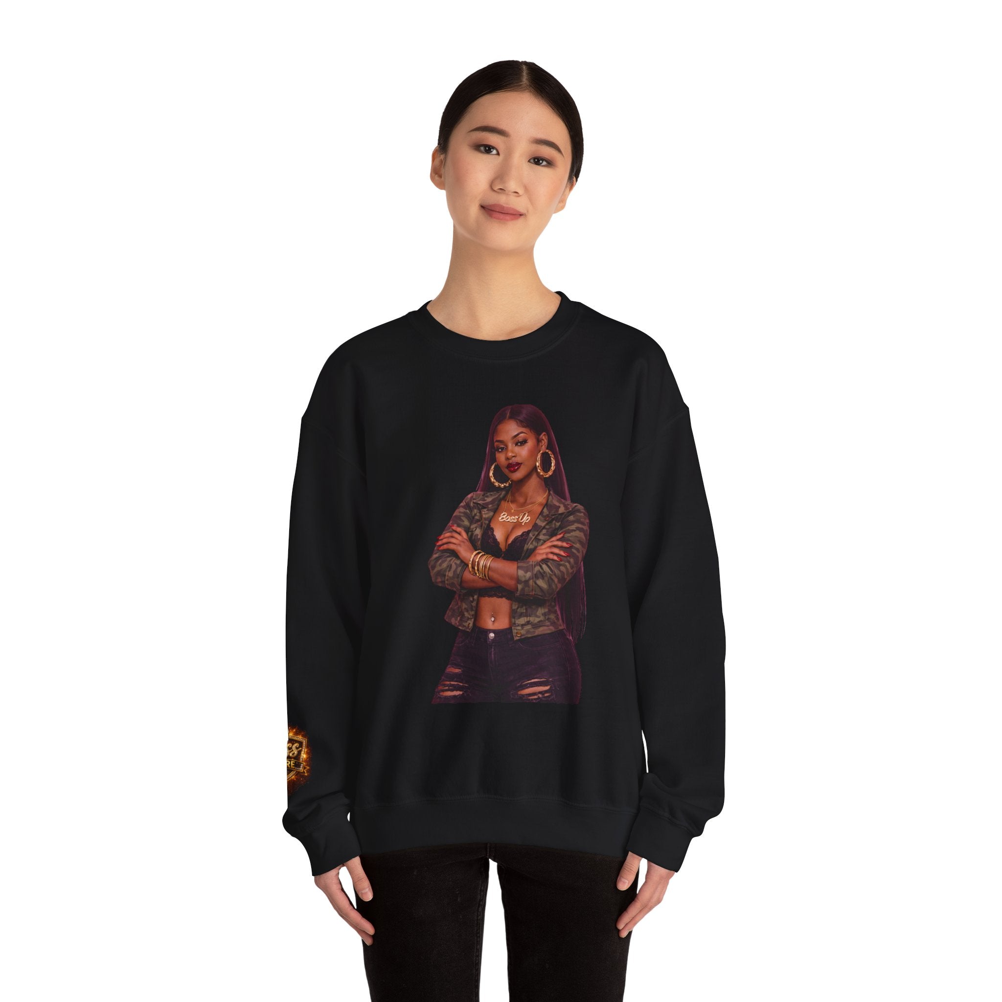 Confident Woman Illustration Crewneck Sweatshirt | Urban Fashion Graphic