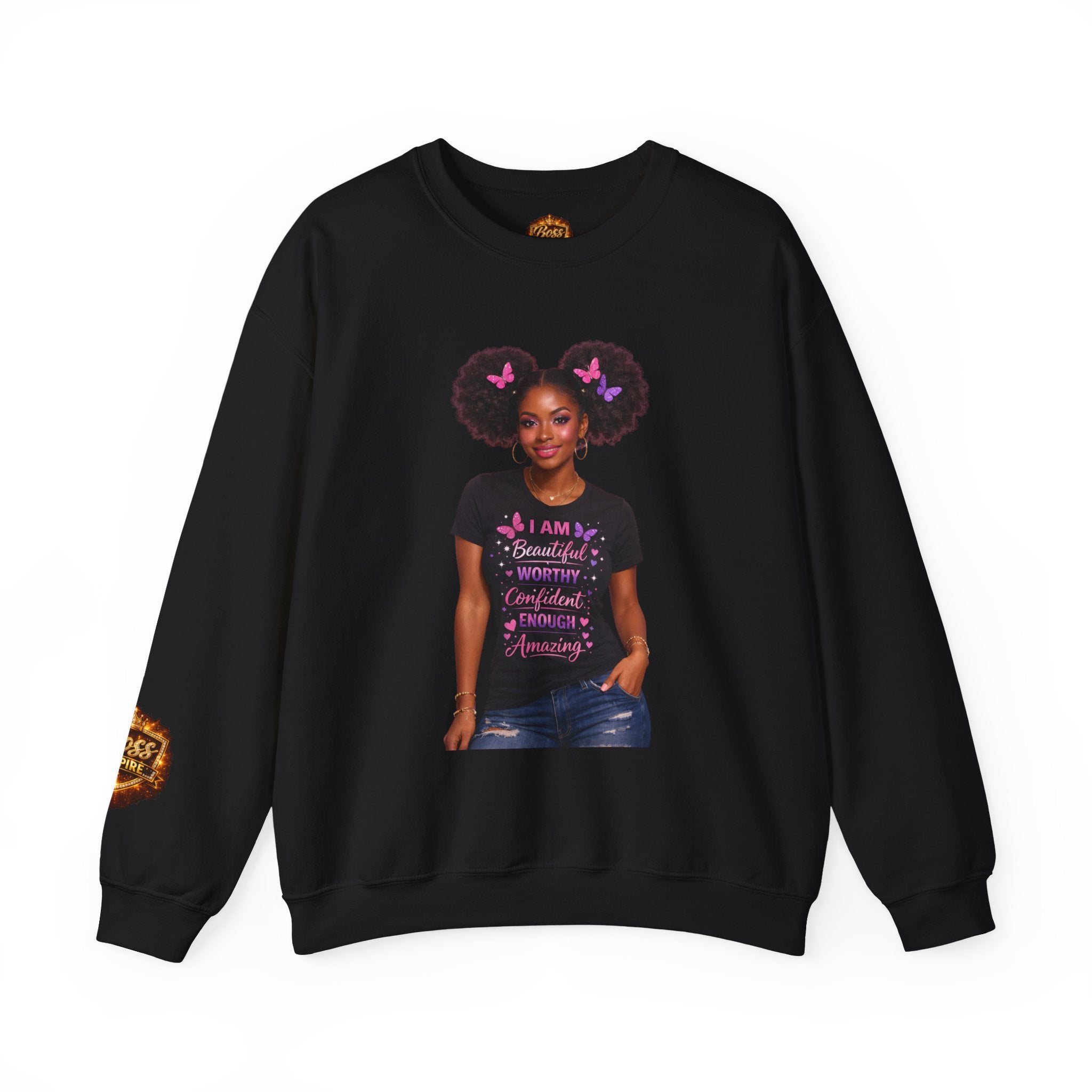 Affirmation Girl Graphic Crewneck Sweatshirt | Natural Hair, Positive Message