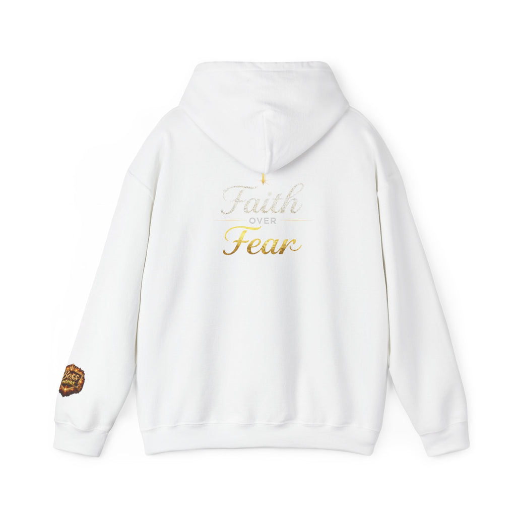 Faith Over Fear Hoodie | Christian Cross Script Religious Sweatshirt