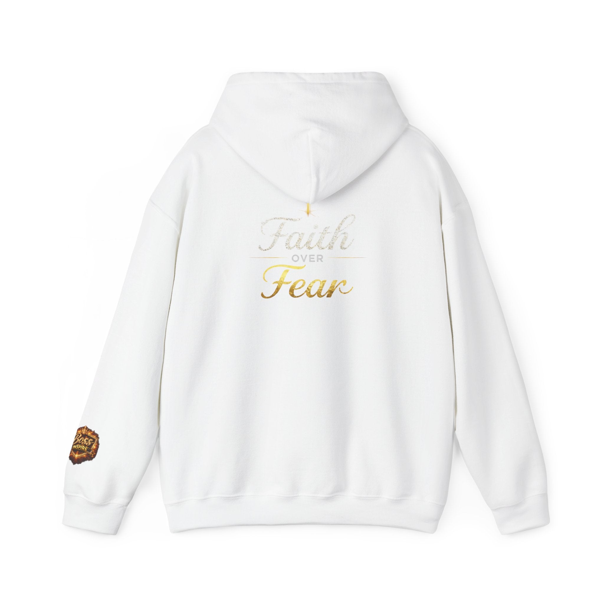 Faith Over Fear Hoodie | Christian Cross Script Religious Sweatshirt