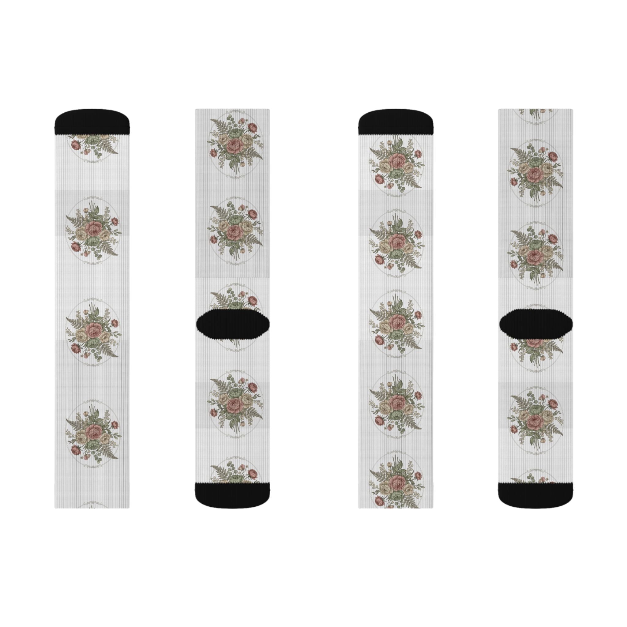 Vintage Rose Pattern Crew Socks