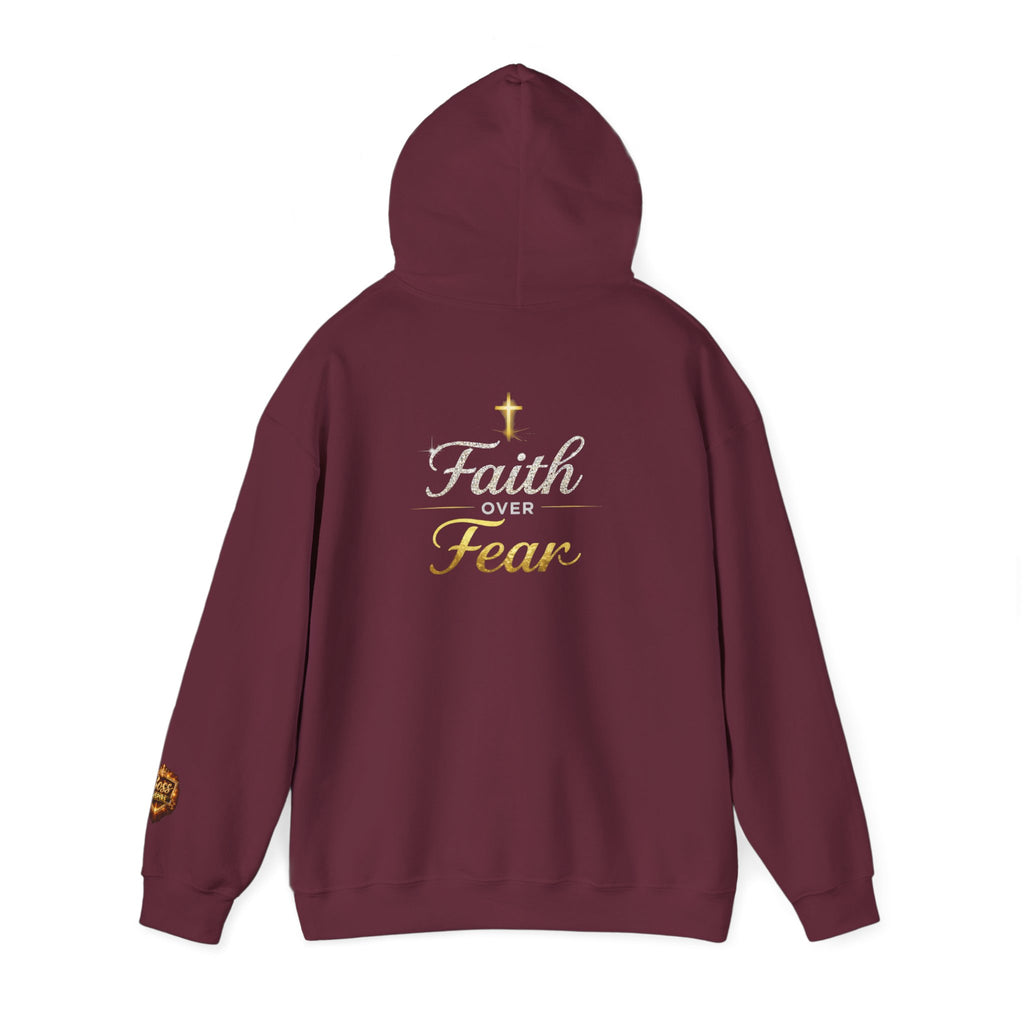 Faith Over Fear Hoodie | Christian Cross Script Religious Sweatshirt