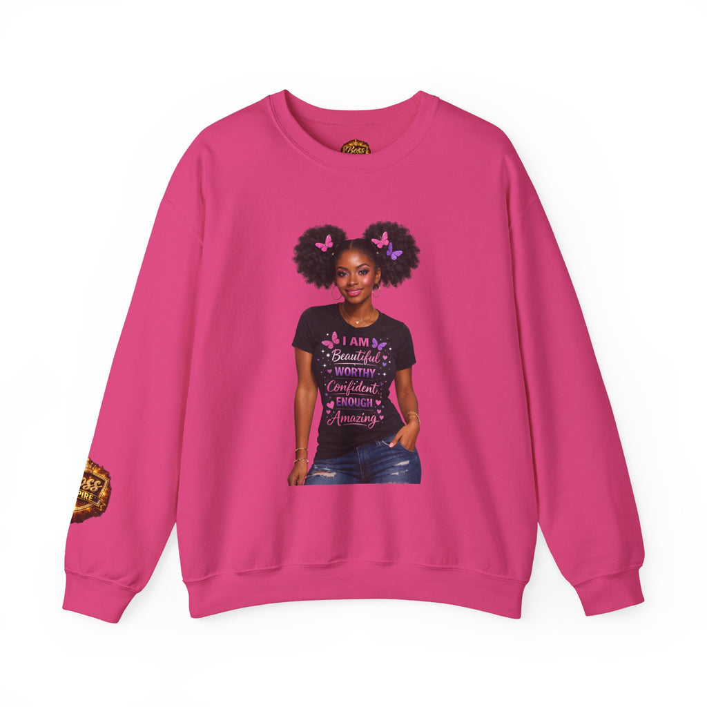 Affirmation Girl Graphic Crewneck Sweatshirt | Natural Hair, Positive Message