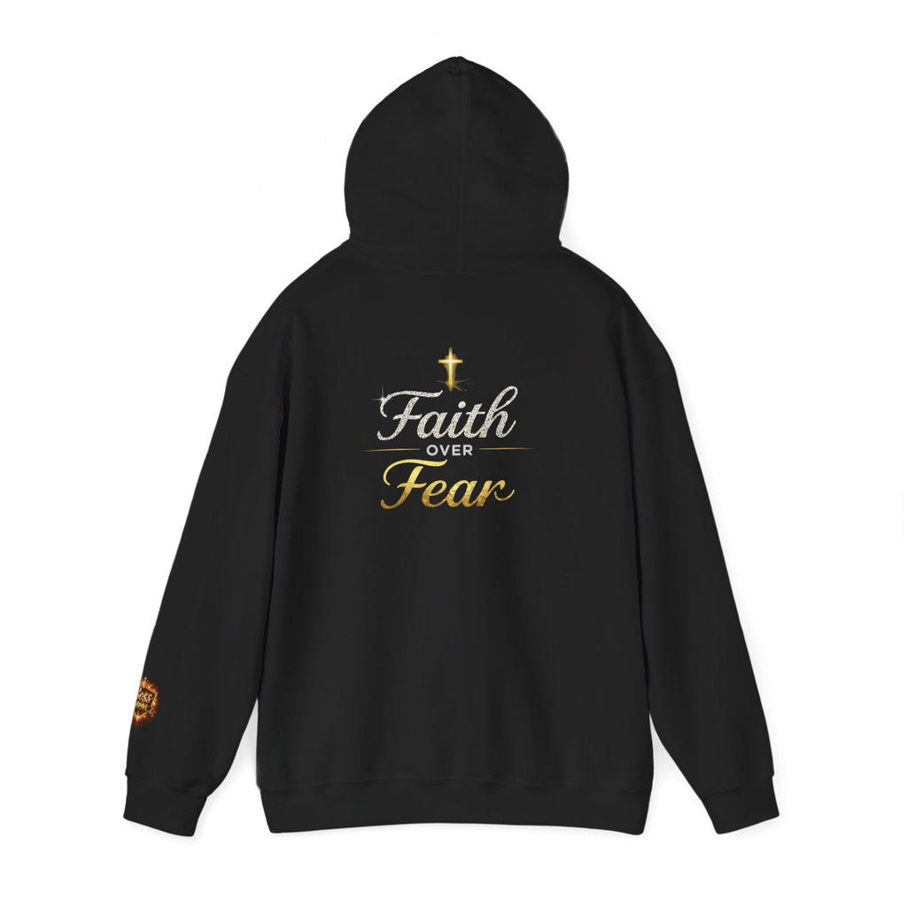 Faith Over Fear Hoodie | Christian Cross Script Religious Sweatshirt