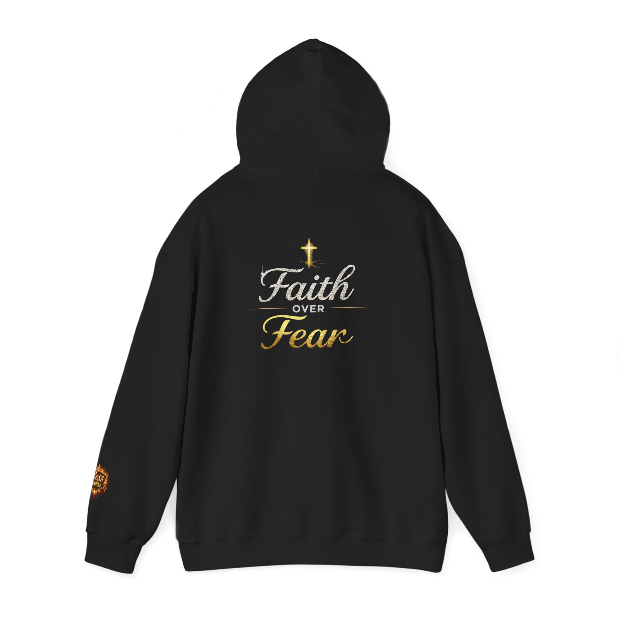 Faith Over Fear Hoodie | Christian Cross Script Religious Sweatshirt