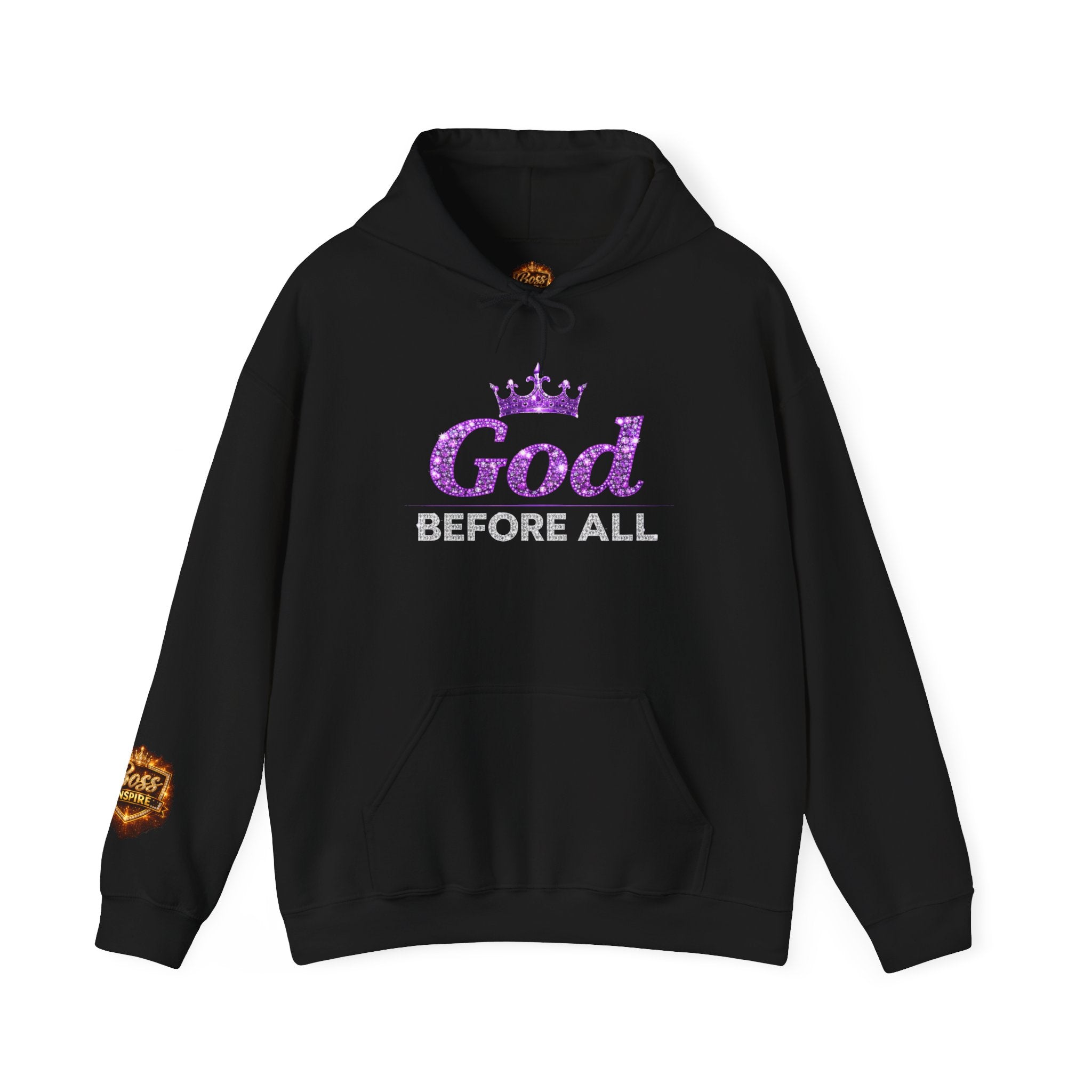 God Before All Hoodie | Faith Crown Scripture Sweatshirt
