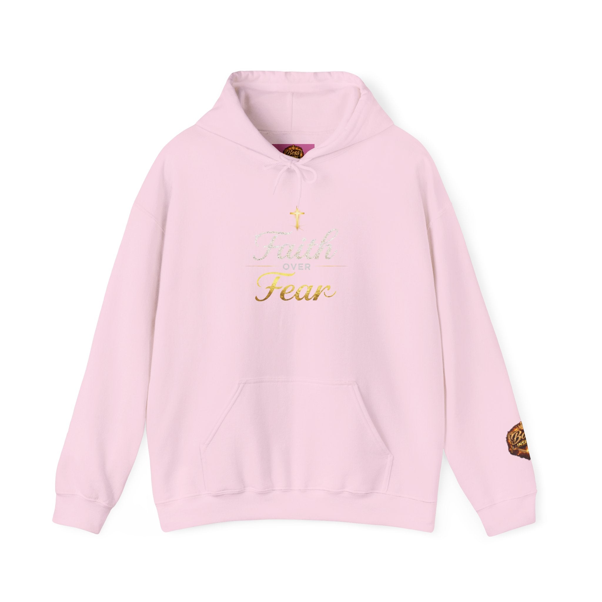 Faith Over Fear Hoodie | Christian Cross Script Religious Sweatshirt