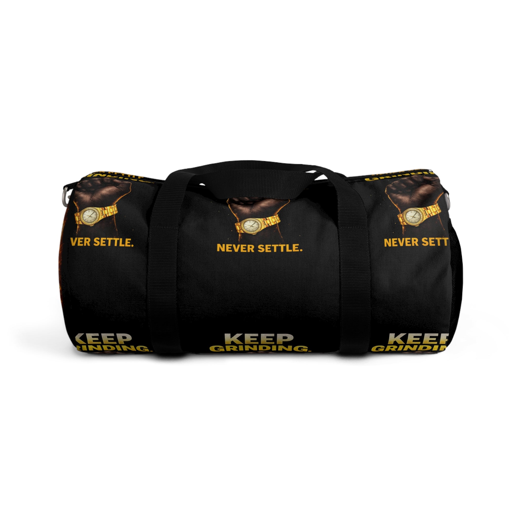 Keep Grinding Never Settle Duffel Bag | Motivational Gym Travel Bag