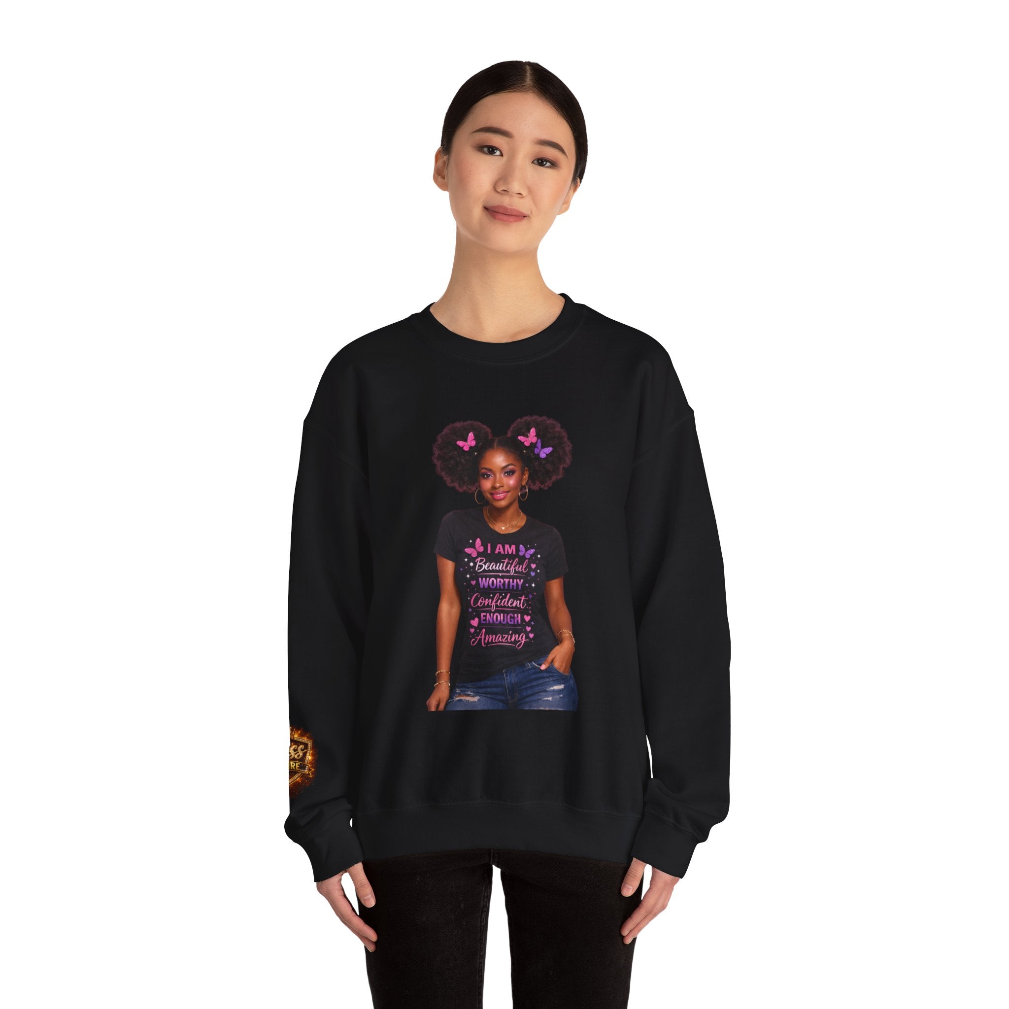Affirmation Girl Graphic Crewneck Sweatshirt | Natural Hair, Positive Message