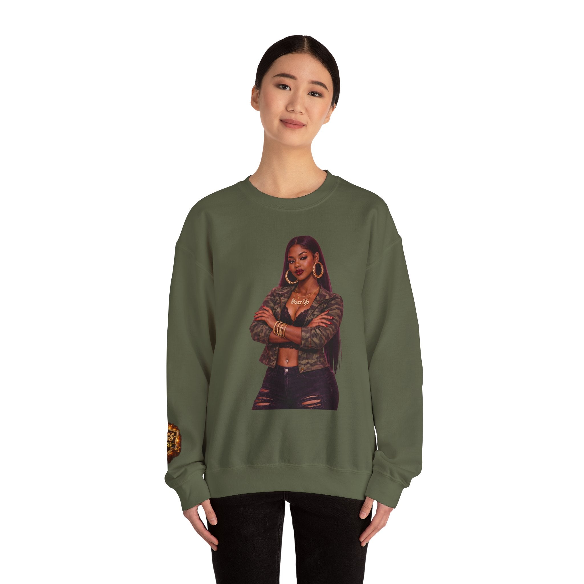 Confident Woman Illustration Crewneck Sweatshirt | Urban Fashion Graphic