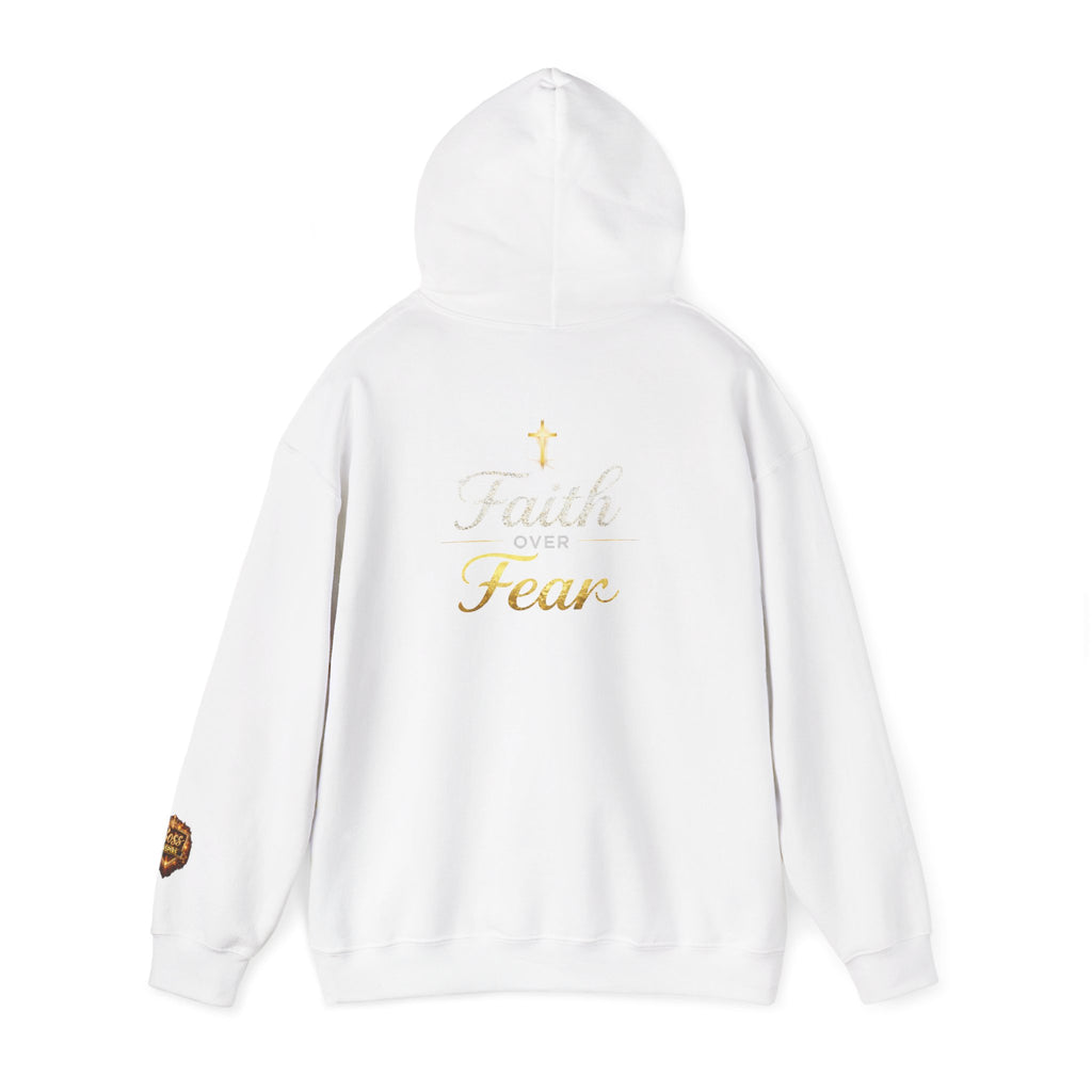 Faith Over Fear Hoodie | Christian Cross Script Religious Sweatshirt