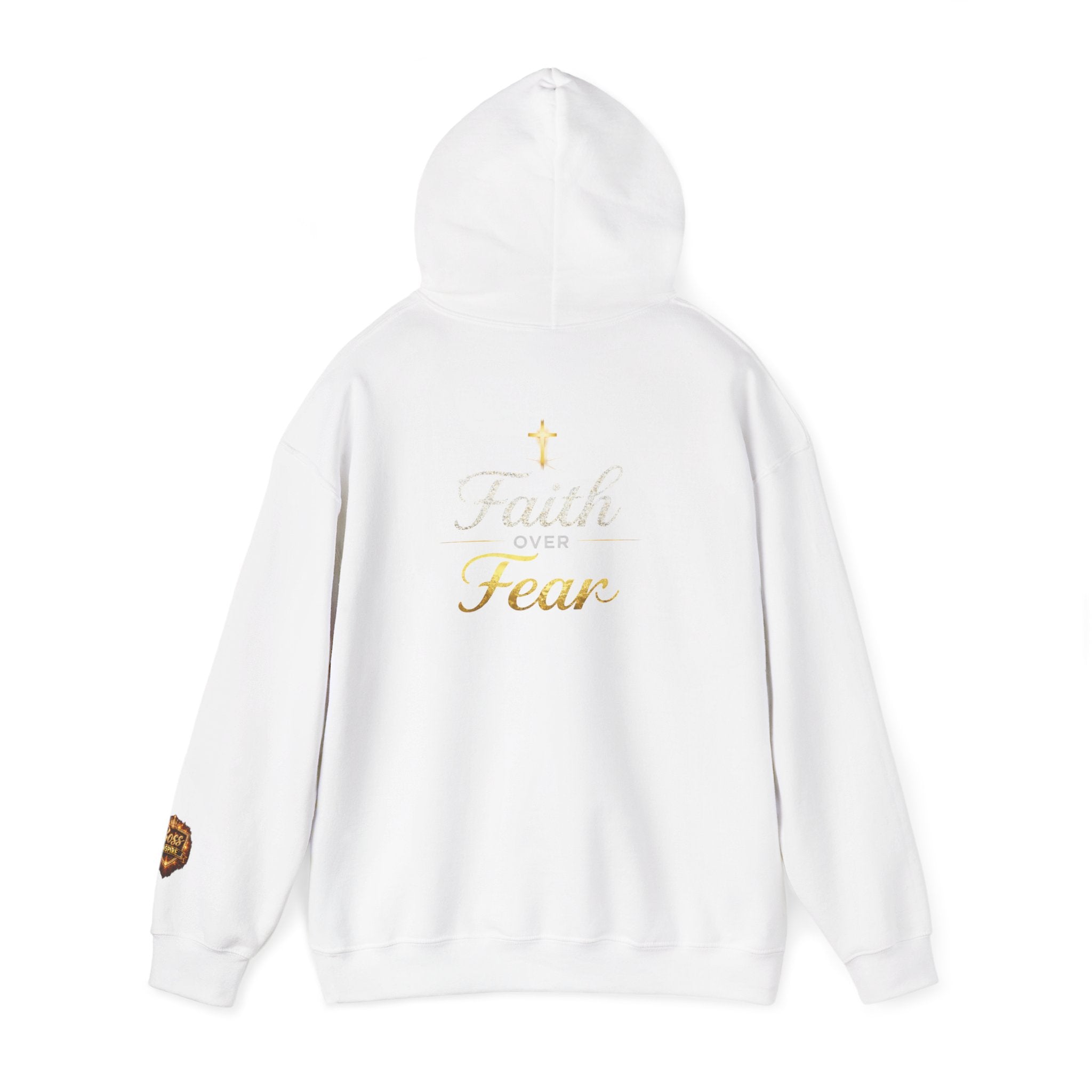 Faith Over Fear Hoodie | Christian Cross Script Religious Sweatshirt