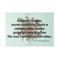 Glass Cutting Board — "Dearest reader, never underestimate a woman who walks quietly" Floral Quote