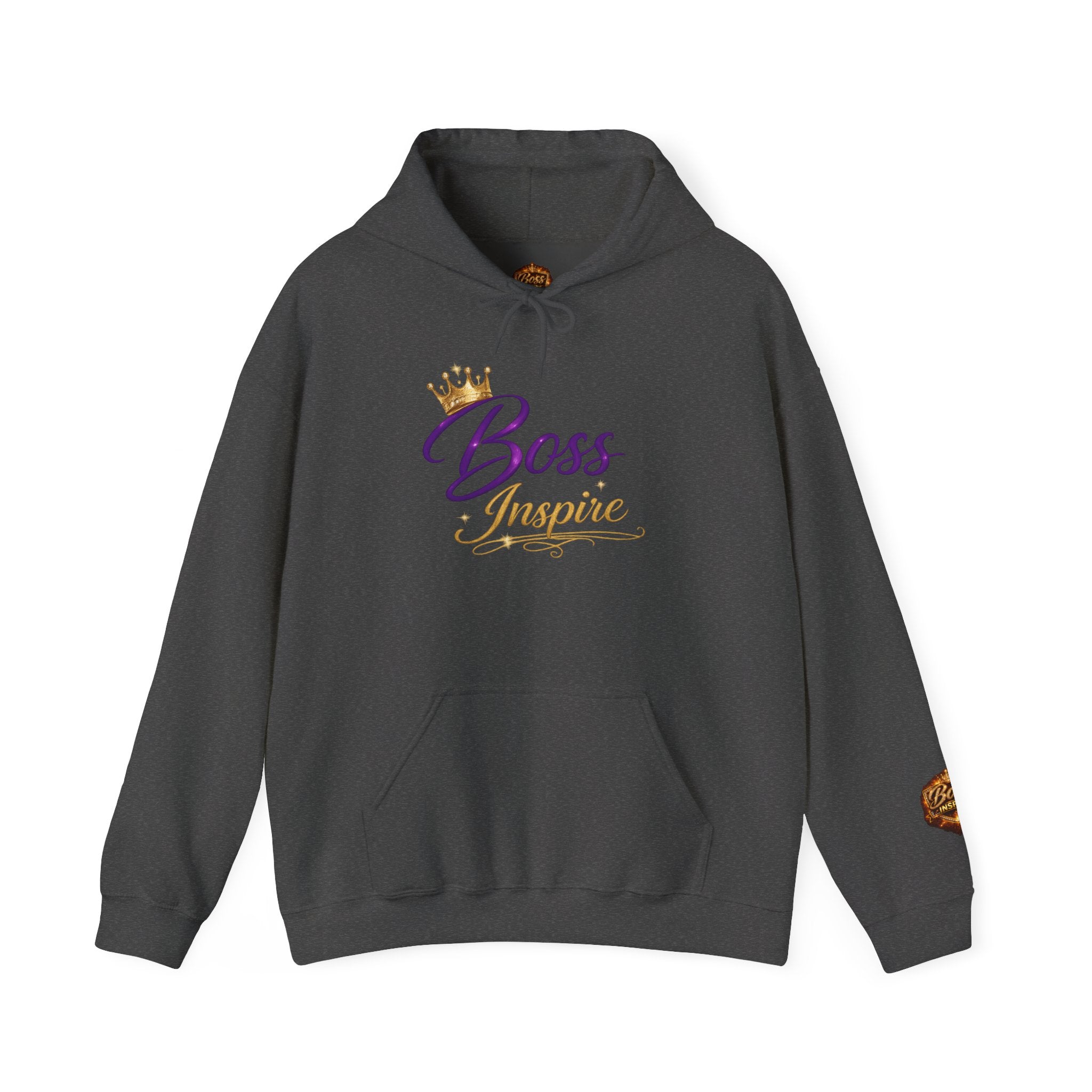 Boss Inspire Script Logo Hoodie | Crown Typography, Empowerment Sweatshirt