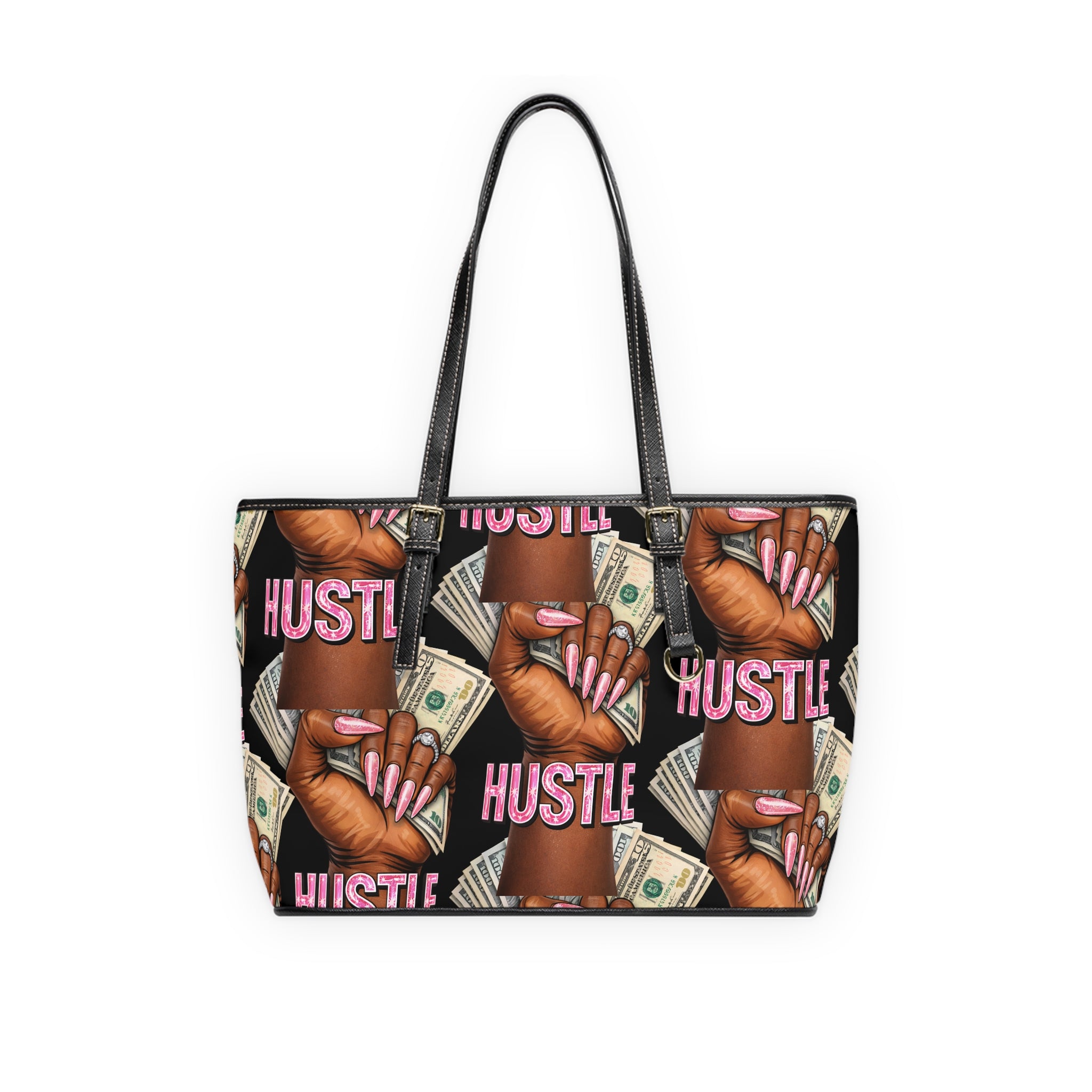 Copy of Hustle Money Hands PU Leather Shoulder Bag | Pink Cash Pattern Tote