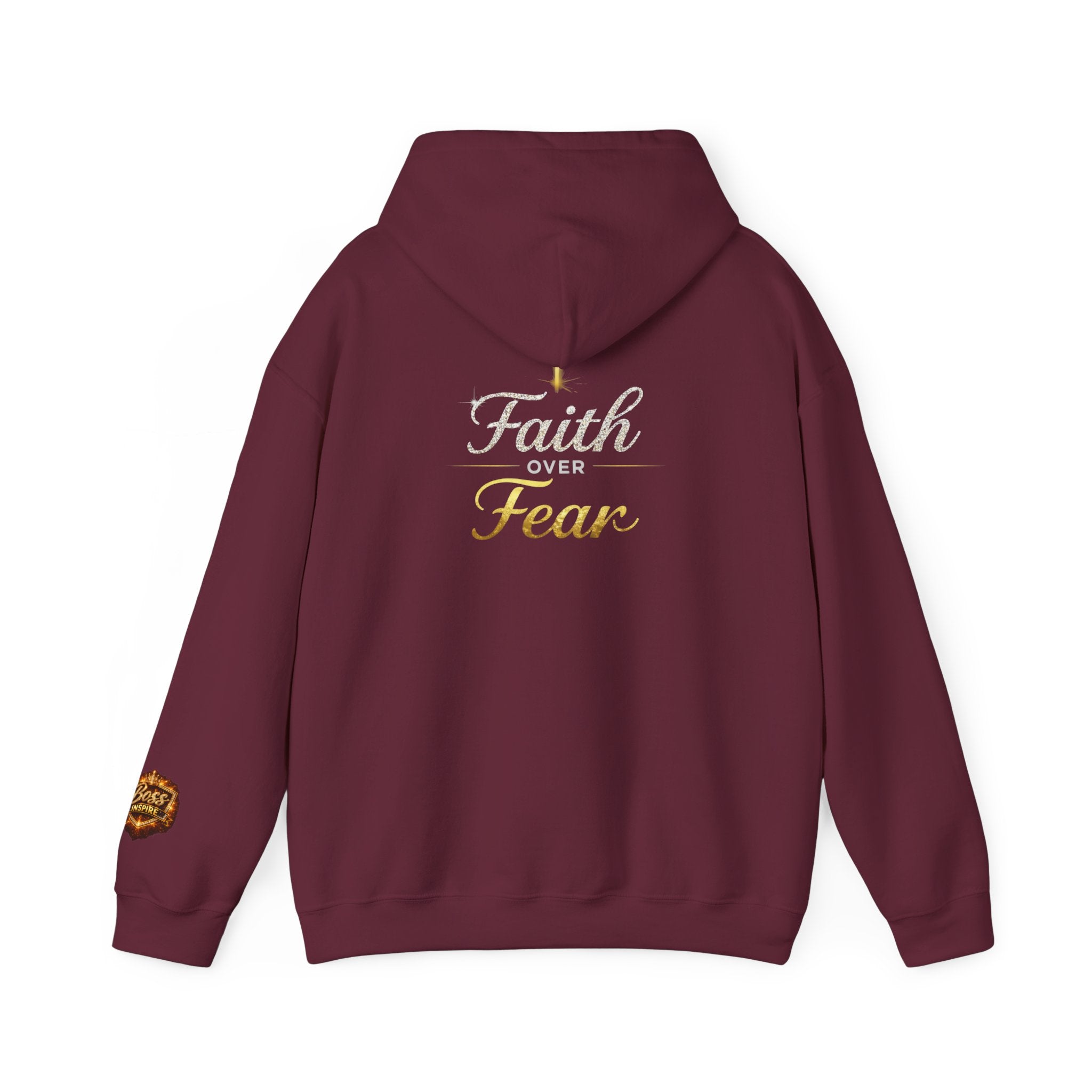 Faith Over Fear Hoodie | Christian Cross Script Religious Sweatshirt