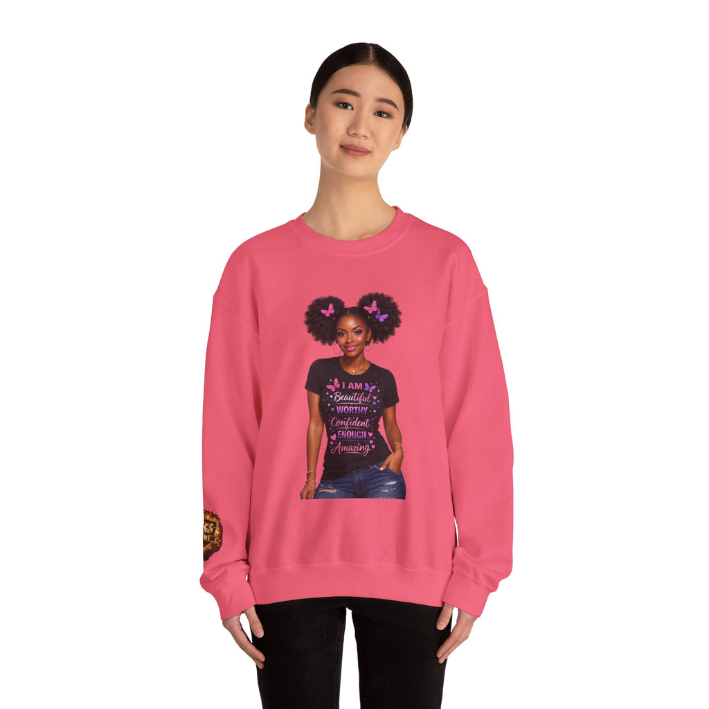 Affirmation Girl Graphic Crewneck Sweatshirt | Natural Hair, Positive Message