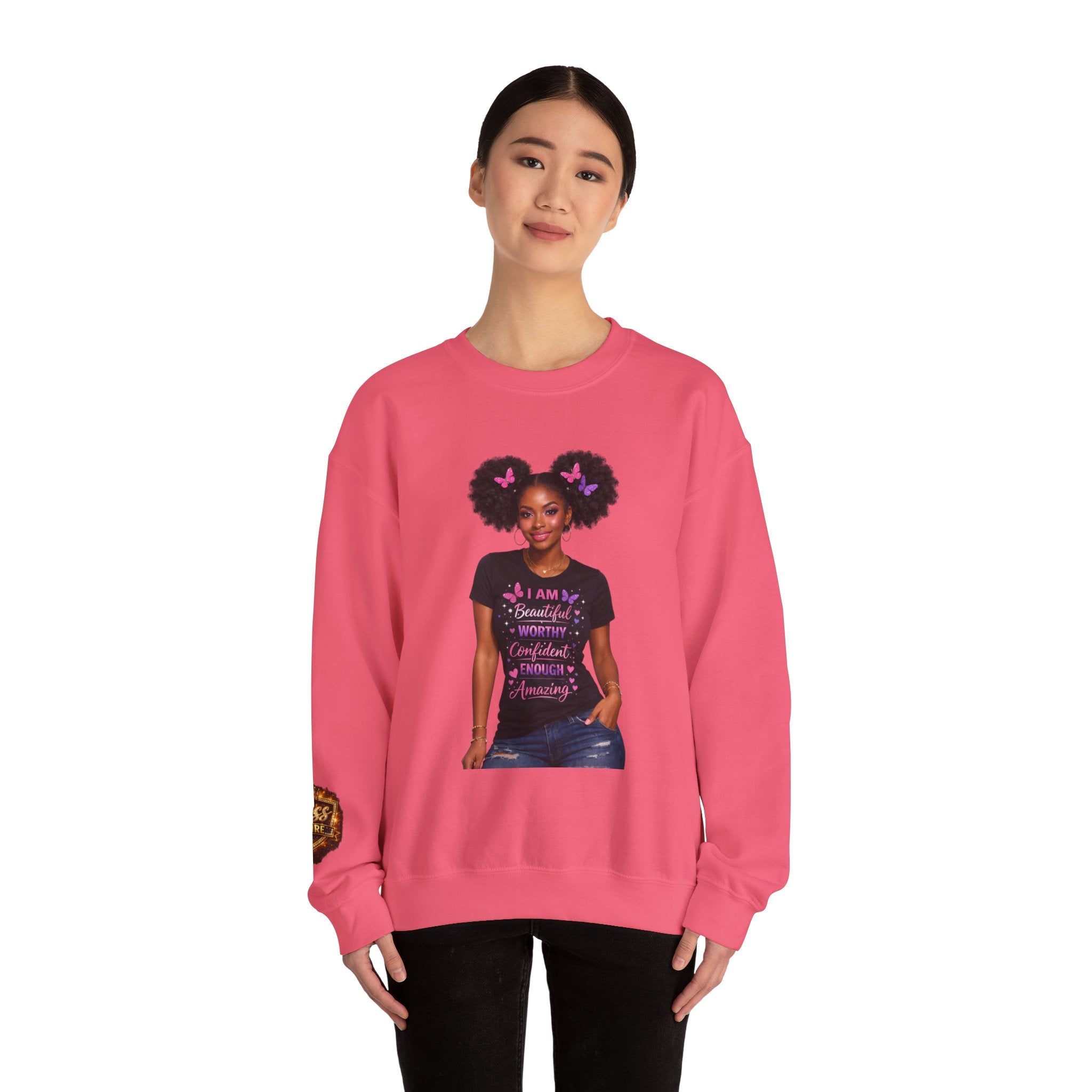 Affirmation Girl Graphic Crewneck Sweatshirt | Natural Hair, Positive Message