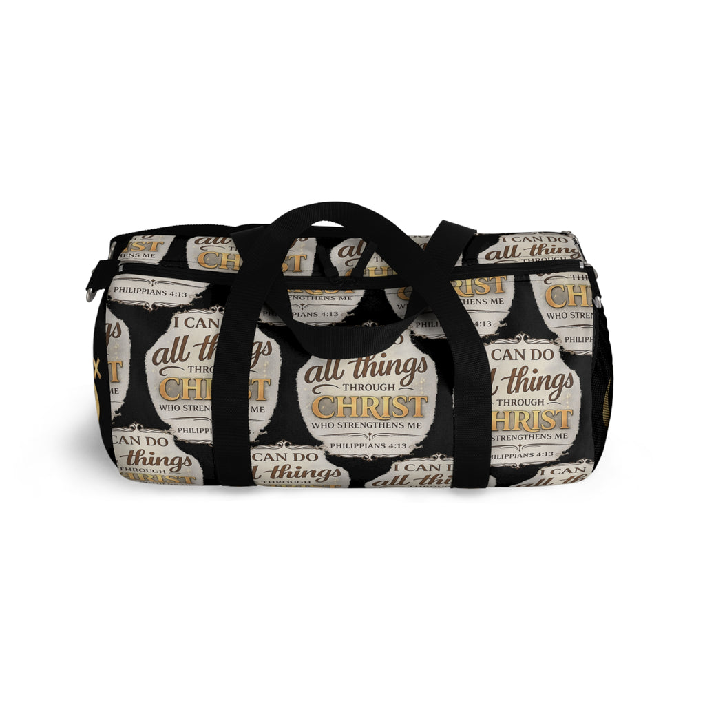 I Can Do All Things Through Christ duffel bag | Christian Scripture Philippians 4:13 gym bag