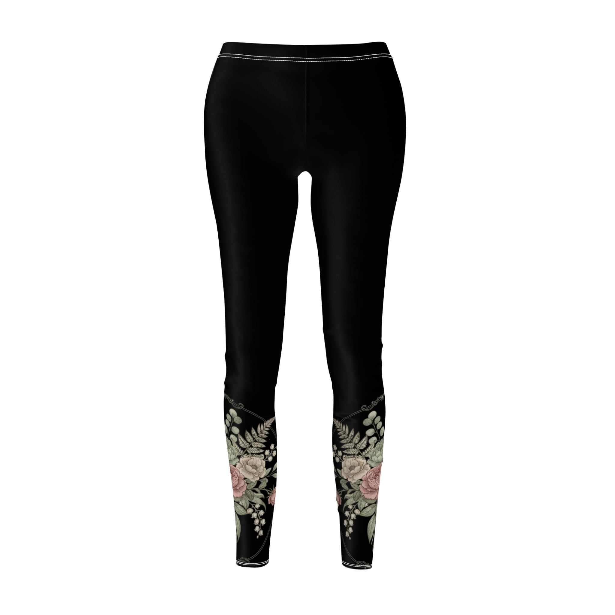 Mother day Floral Accent Black Leggings